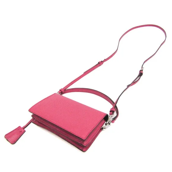 PRADA Pink Leather Saffiano Shoulder Bag